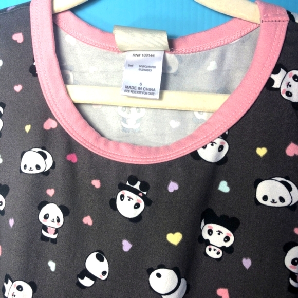 2pc set of Pink and brown Panda print top Very soft & Denim Jean Bermuda Shorts - Picture 7 of 10